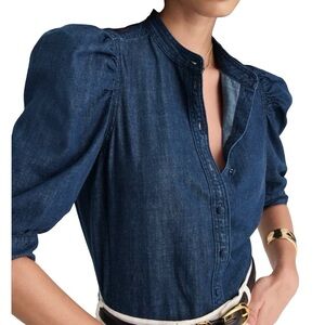 Madewell Puff-Sleeve Band-Collar Shirt